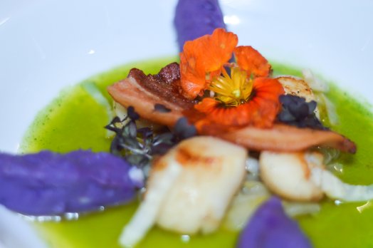 Vancouvert Le chemin de la Saint-Jacques, fondue d'endives, lard snacké et écrasé de vitelotte Hiver 2023 ©Infosnews-33.jpg