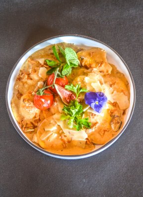 CDF Les Chalets du Thorens - Val Thorens - HIVER 2023 ©Infosnews-11 - Agnolotti farcie aux cèpes et mozzarella di Buffalla.jpg