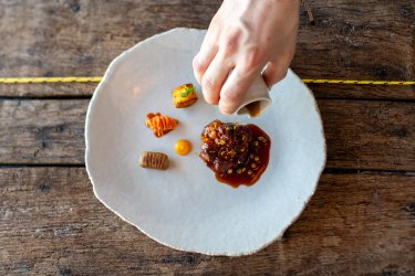 Les Explorateurs - Ris de Veau Français – Zestes d’Orange – Déclinaison de Carottes – Jus aux éclats de Châtaignes DSC_5146.jpg